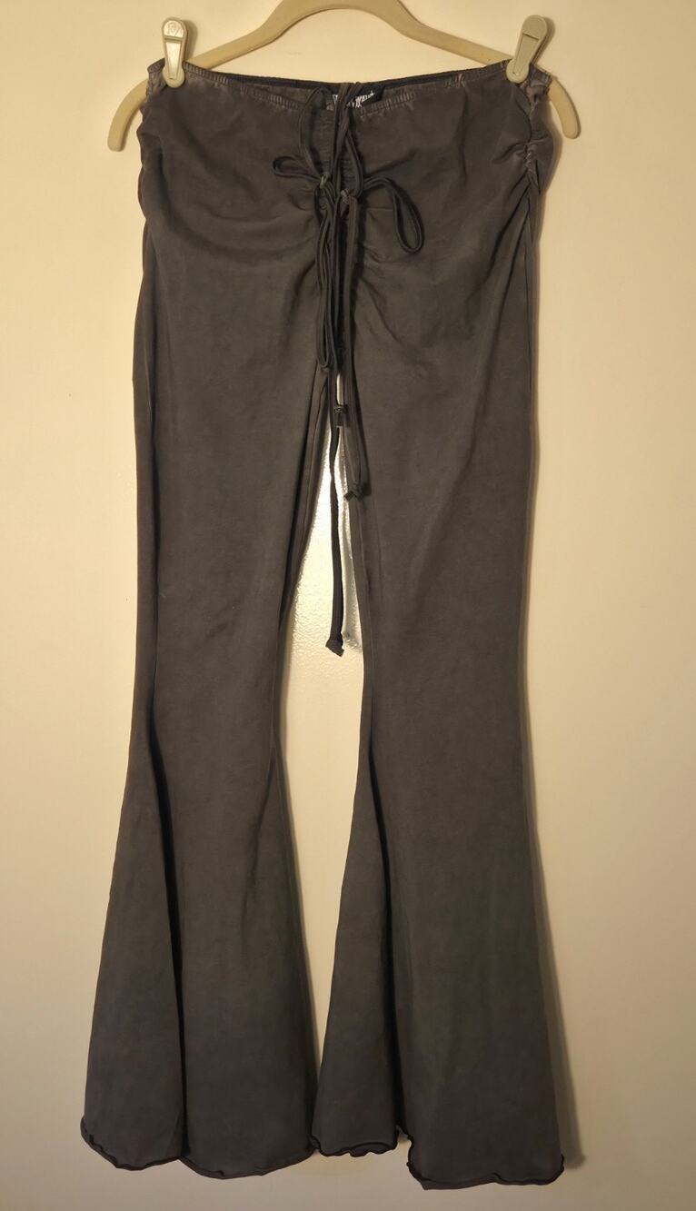 DARKER WAVS Deep V Bell-bottoms Gray Size M Techno Industrial Rave EDM Goth